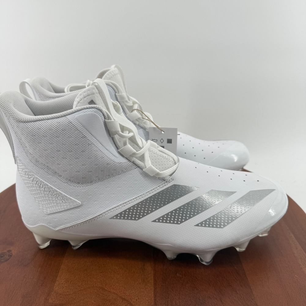 adidas Adizero Chaos Football Cleats White Silver Mid Cut NWT Men Size 12